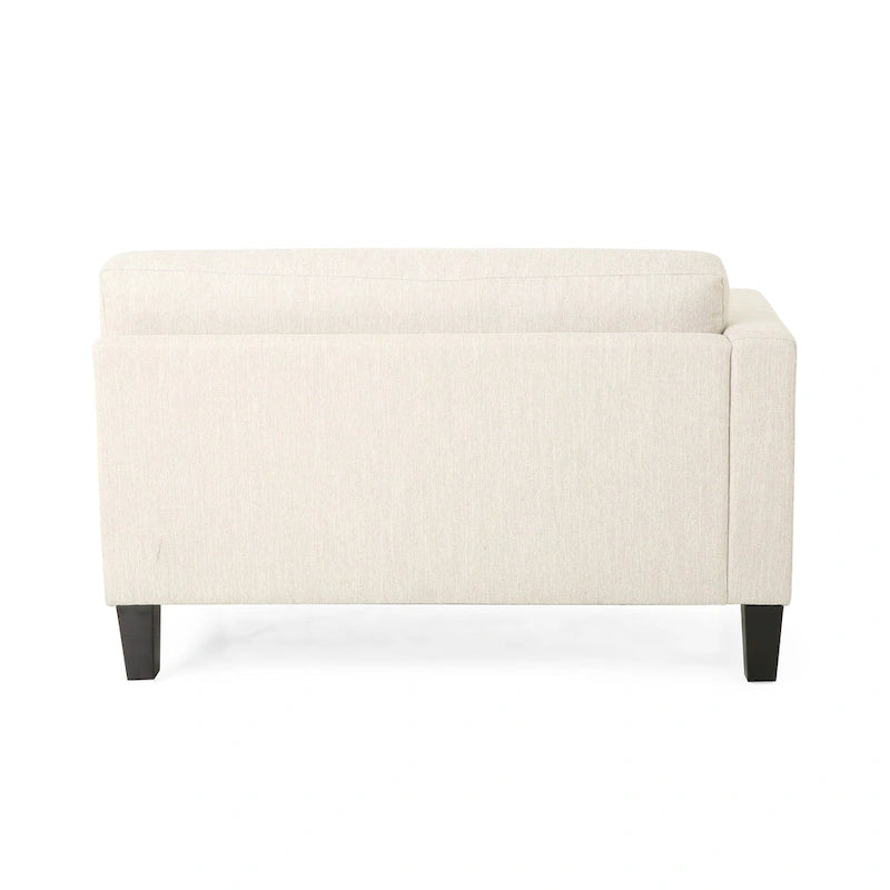 Canapé 3 places beige moderne 101 avec pieds en bois et deux coussins pour salon