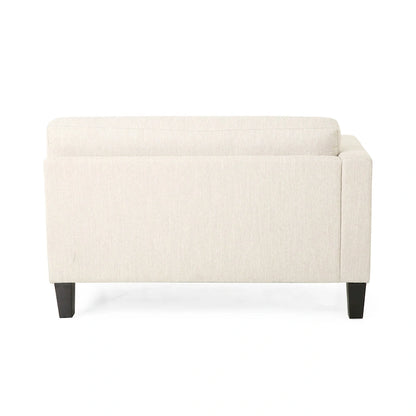 Canapé 3 places beige moderne 101 avec pieds en bois et deux coussins pour salon