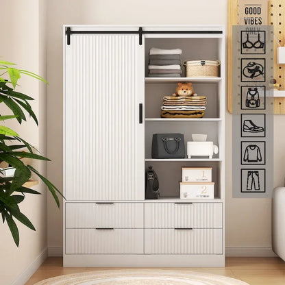 Armoire moderne 47.24 avec penderie, tiroirs et étagères ouvertes pour chambre à coucher