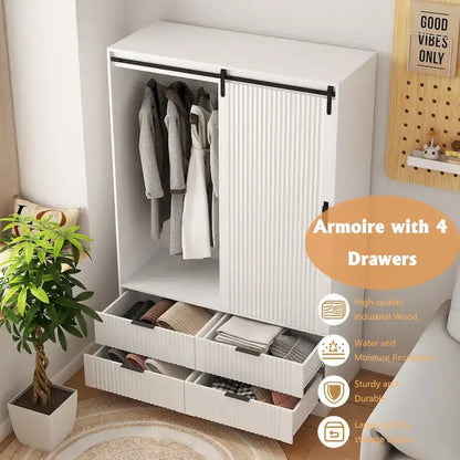 Armoire moderne 47.24 avec penderie, tiroirs et étagères ouvertes pour chambre à coucher