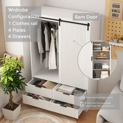 Armoire moderne 47.24 avec penderie, tiroirs et étagères ouvertes pour chambre à coucher