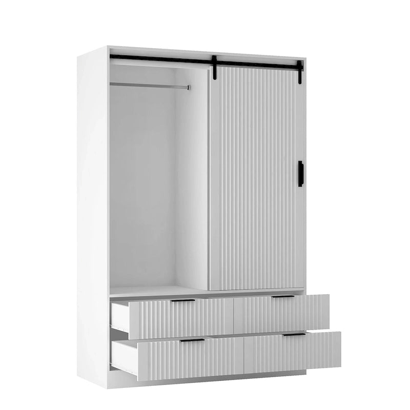 Armoire moderne 47.24 avec penderie, tiroirs et étagères ouvertes pour chambre à coucher