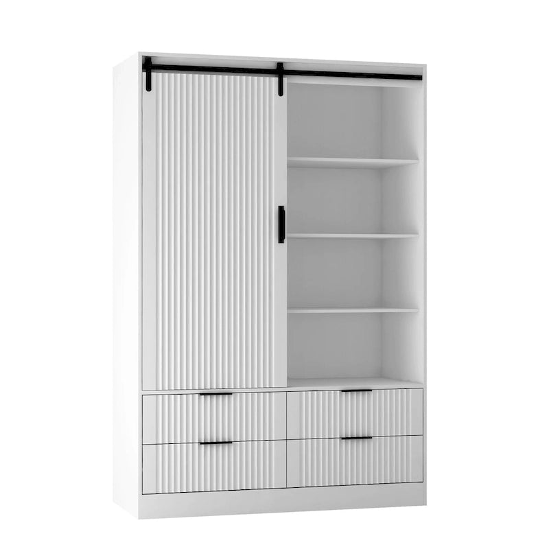 Armoire moderne 47.24 avec penderie, tiroirs et étagères ouvertes pour chambre à coucher