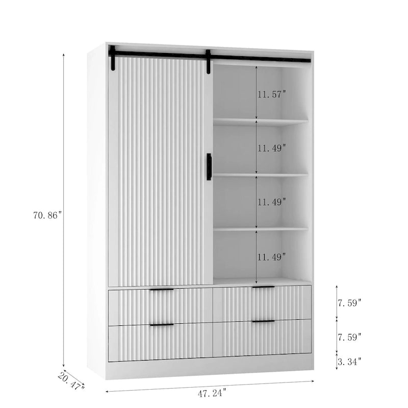 Armoire moderne 47.24 avec penderie, tiroirs et étagères ouvertes pour chambre à coucher