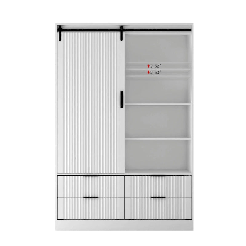 Armoire moderne 47.24 avec penderie, tiroirs et étagères ouvertes pour chambre à coucher