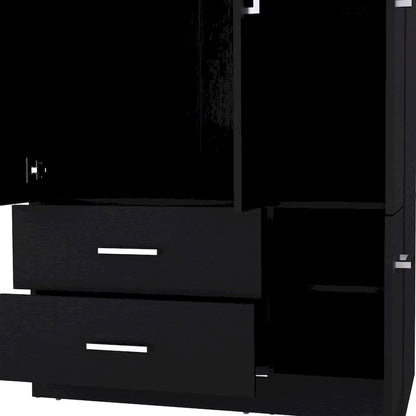 Armoire moderne à quatre portes de 18,7 pouces avec tringle, deux tiroirs et six étagères