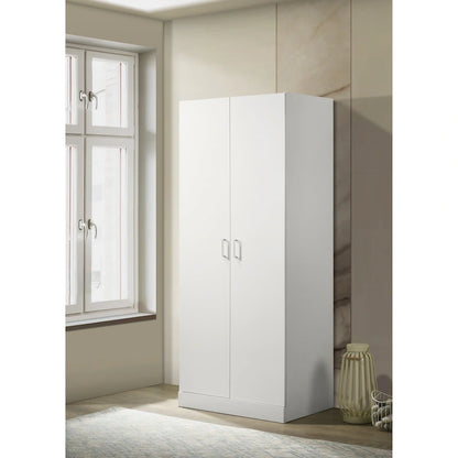 Armoire moderne à double porte de 19 pouces avec étagère de rangement et tringle à vêtements pour chambre à coucher