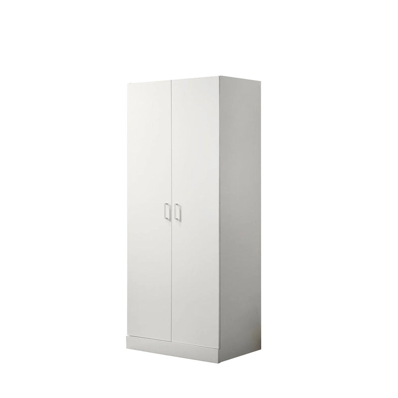 Armoire moderne à double porte de 19 pouces avec étagère de rangement et tringle à vêtements pour chambre à coucher
