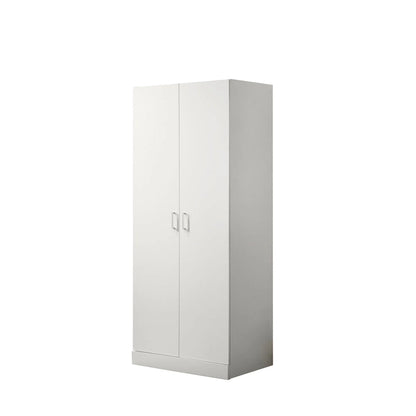 Armoire moderne à double porte de 19 pouces avec étagère de rangement et tringle à vêtements pour chambre à coucher