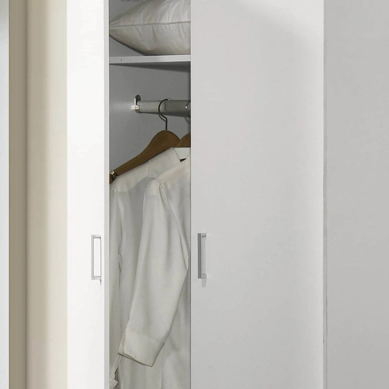 Armoire moderne à double porte de 19 pouces avec étagère de rangement et tringle à vêtements pour chambre à coucher