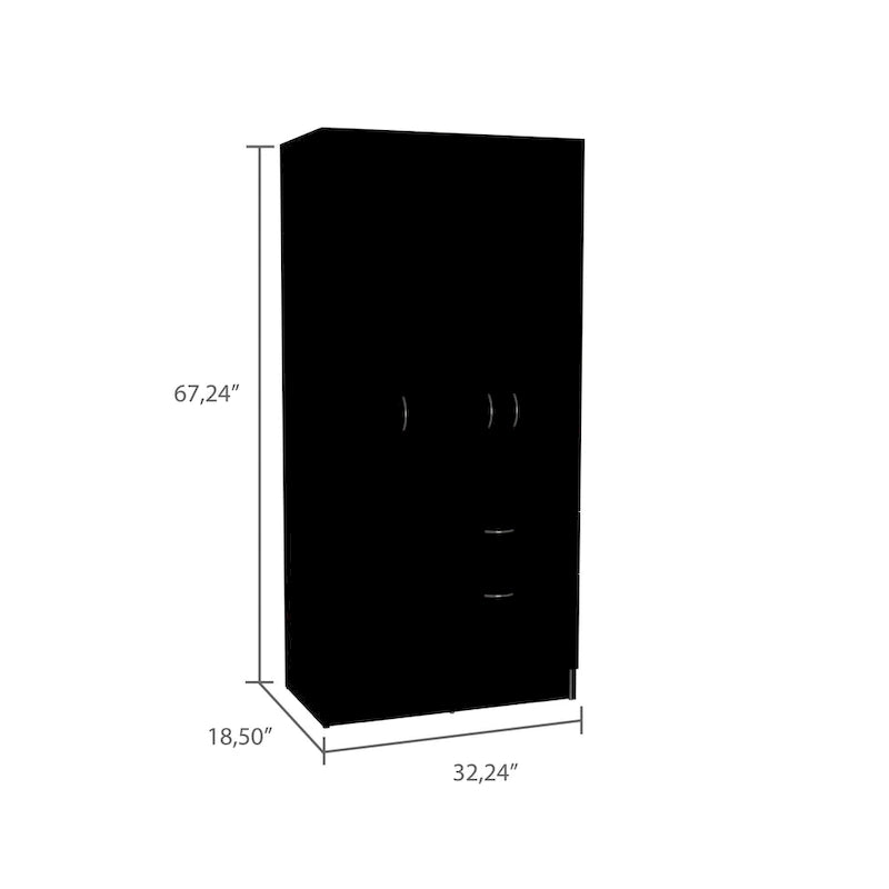 Armoire moderne à double porte de 18,5 pouces avec tringle métallique, un tiroir et cinq étagères