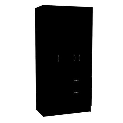 Armoire moderne à double porte de 18,5 pouces avec tringle métallique, un tiroir et cinq étagères