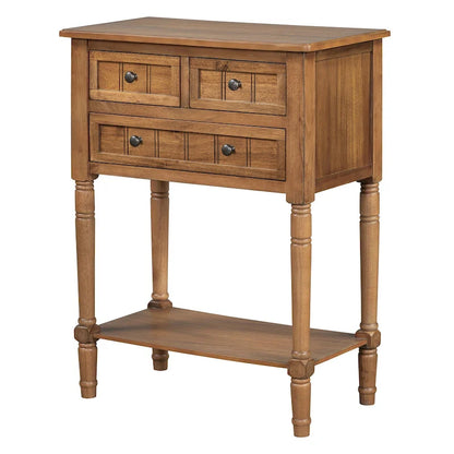 Console classique de 23,7 pouces avec trois tiroirs de rangement et une étagère inférieure