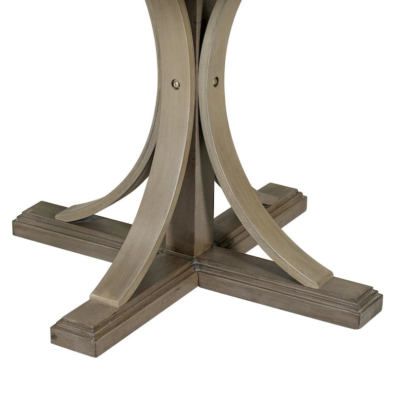 Ensemble de salle à manger rétro taupe 5 pièces en bois avec table à tréteaux incurvée et 4 chaises
