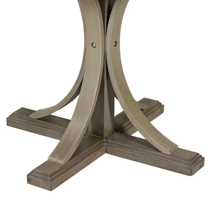 Ensemble de salle à manger rétro taupe 5 pièces en bois avec table à tréteaux incurvée et 4 chaises