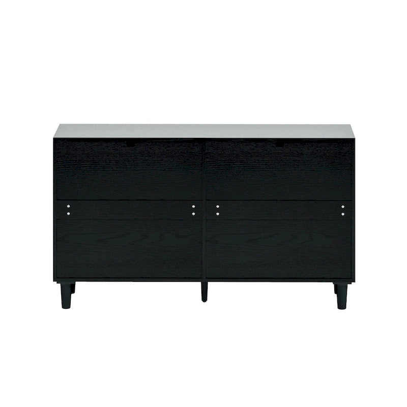 Commode double en rotin à 6 tiroirs avec poignée en métal, pieds en bois, meuble de rangement pour vêtements pour chambre à coucher