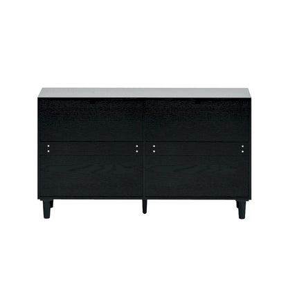 Commode double en rotin à 6 tiroirs avec poignée en métal, pieds en bois, meuble de rangement pour vêtements pour chambre à coucher