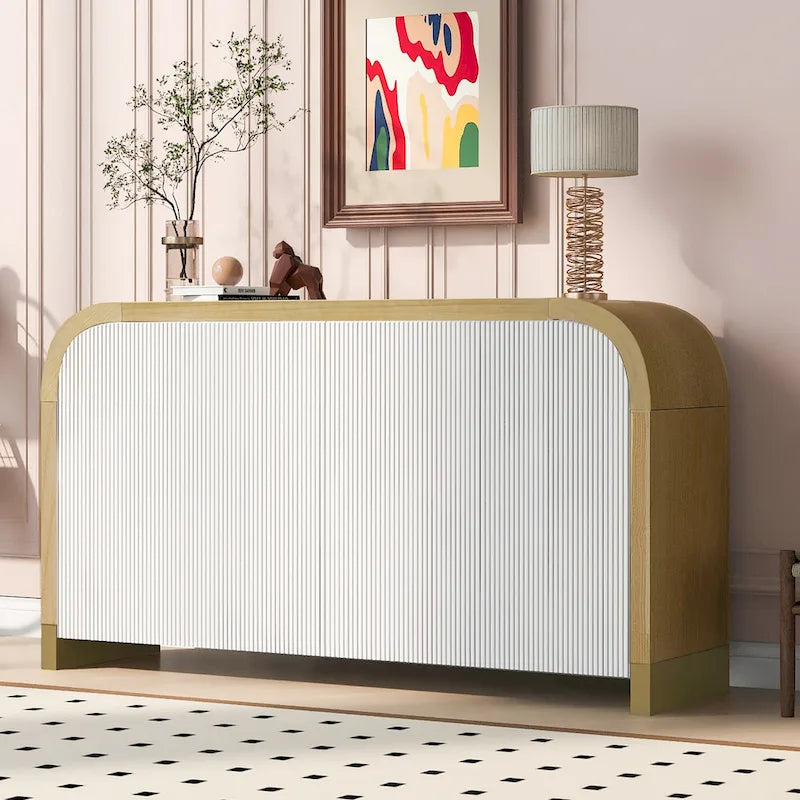 Meuble moderne à 4 portes avec étagères réglables pour bureau, salon et entrée