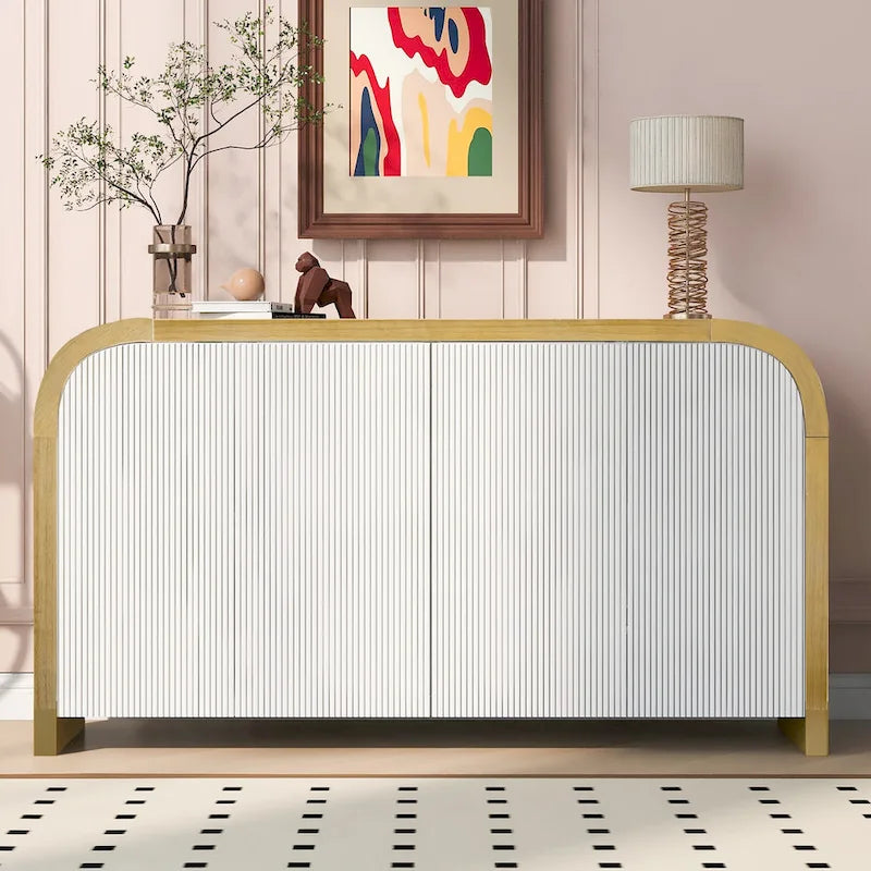 Meuble moderne à 4 portes avec étagères réglables pour bureau, salon et entrée