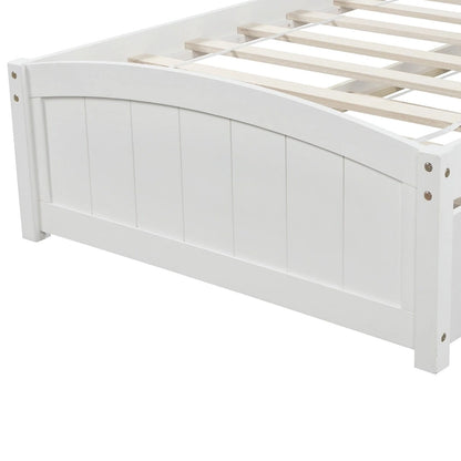 Lit plateforme double en pin avec lit gigogne et tête de lit