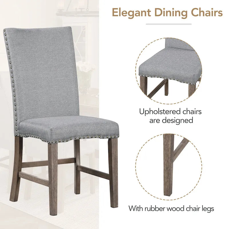 Ensemble de salle à manger en bois 7 pièces avec table extensible et 6 chaises