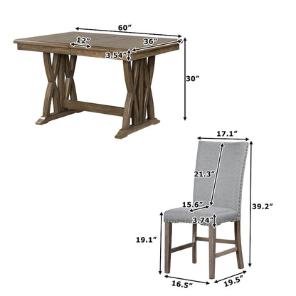 Ensemble de salle à manger en bois 7 pièces avec table extensible et 6 chaises