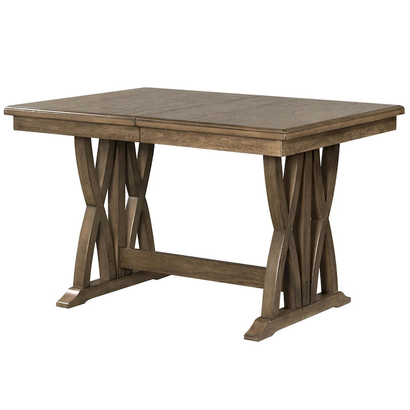 Ensemble de salle à manger en bois 7 pièces avec table extensible et 6 chaises