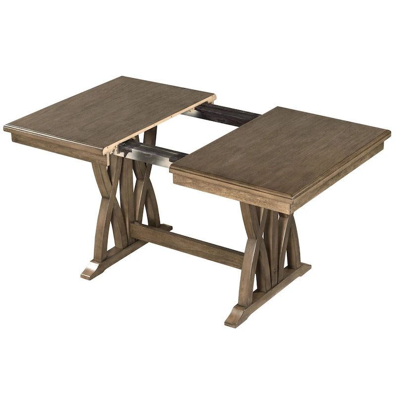 Ensemble de salle à manger en bois 7 pièces avec table extensible et 6 chaises