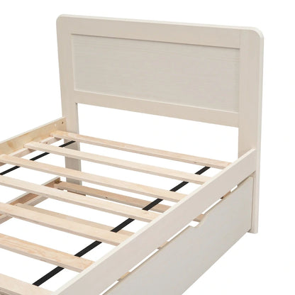 Lit plateforme double en bois d'hévéa avec lit gigogne