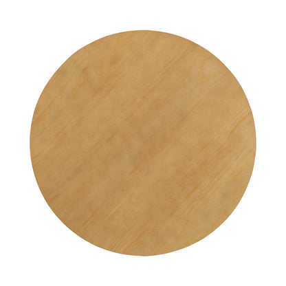 Ensemble de salle à manger 5 pièces en bois de style campagnard avec table ronde et 4 chaises rembourrées en tissu aspect laine d'agneau