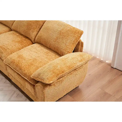 Canapé d'angle en chenille jaune 101,6 avec pouf