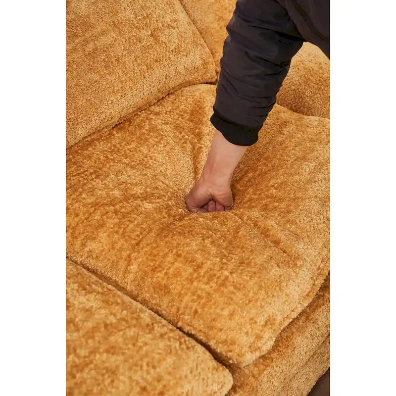 Canapé d'angle en chenille jaune 101,6 avec pouf