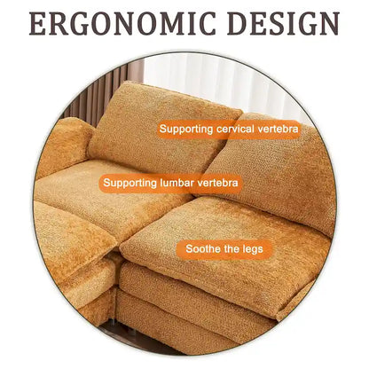 Canapé d'angle en chenille jaune 101,6 avec pouf