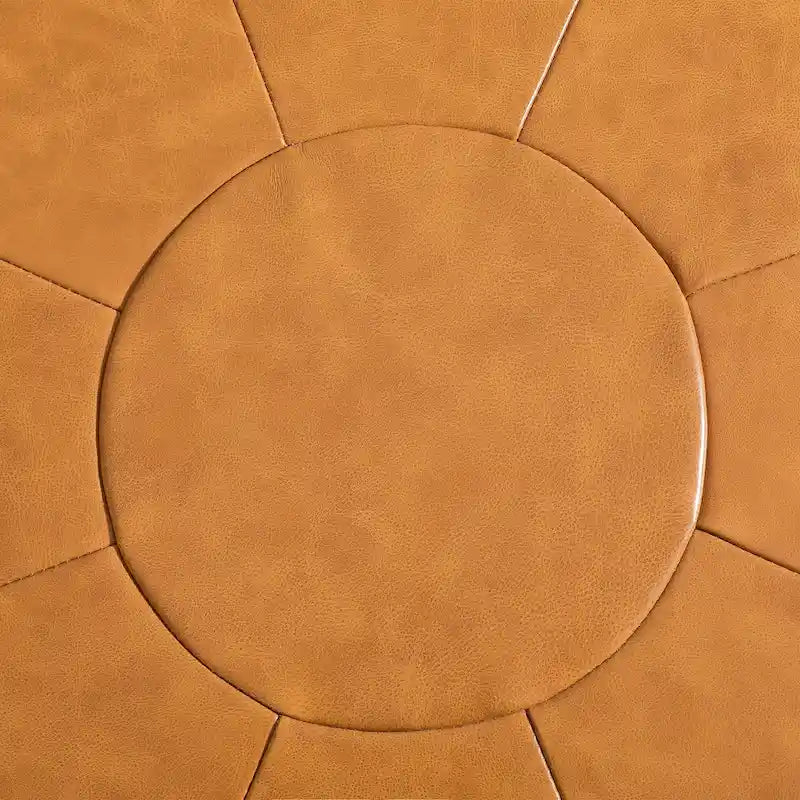 Pouf en cuir italien pleine fleur véritable de 34,5 cm de large par Lumibee
