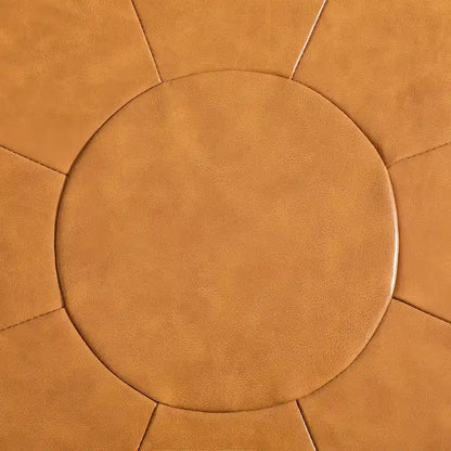 Pouf en cuir italien pleine fleur véritable de 34,5 cm de large par Lumibee