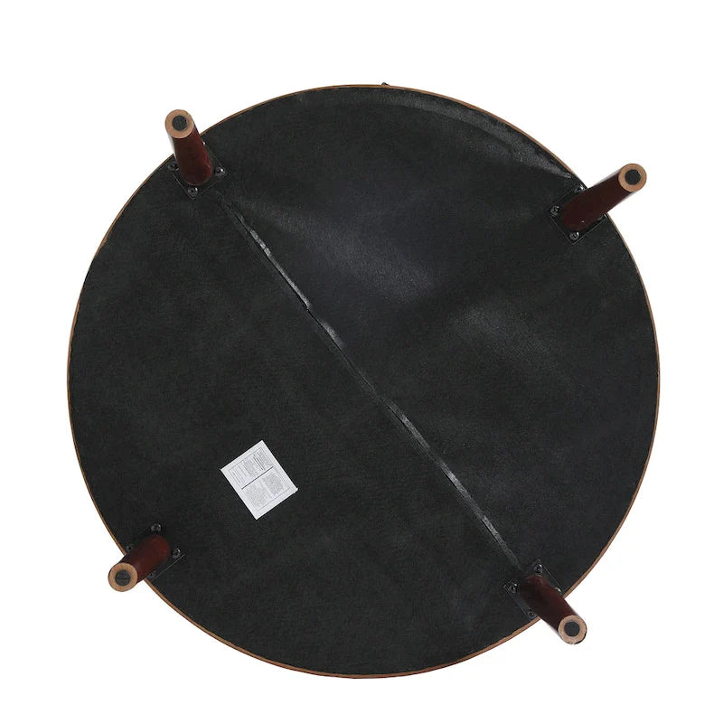 Pouf en cuir italien pleine fleur véritable de 34,5 cm de large par Lumibee