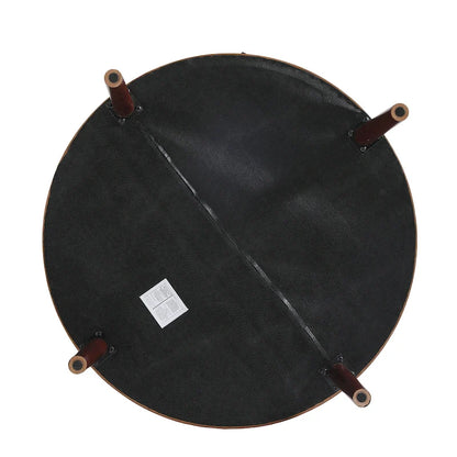 Pouf en cuir italien pleine fleur véritable de 34,5 cm de large par Lumibee
