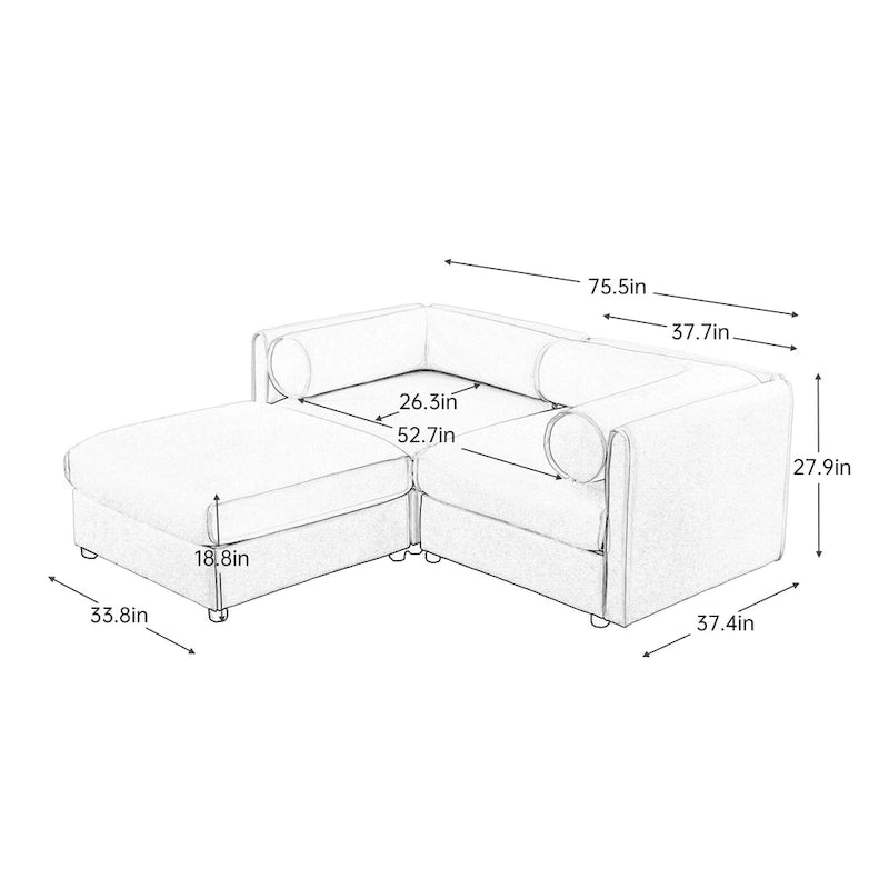 Canapé d'angle modulaire en chenille avec rangement