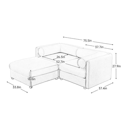 Canapé d'angle modulaire en chenille avec rangement