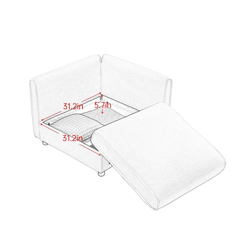 Canapé d'angle modulaire en chenille avec rangement