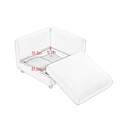 Canapé d'angle modulaire en chenille avec rangement