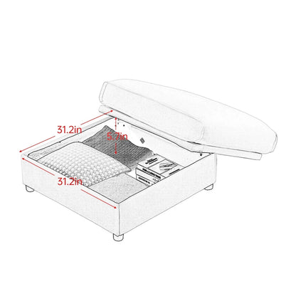 Canapé d'angle modulaire en chenille avec rangement