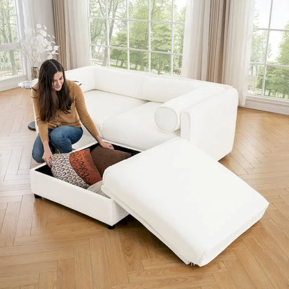 Canapé d'angle modulaire en chenille avec rangement