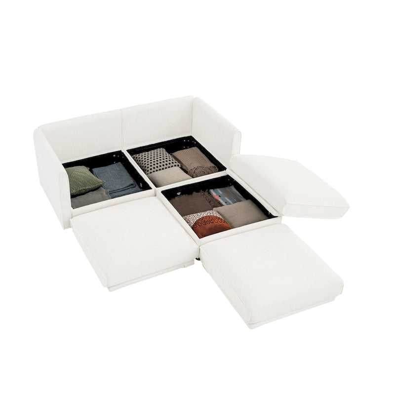 Canapé d'angle modulaire en chenille avec rangement