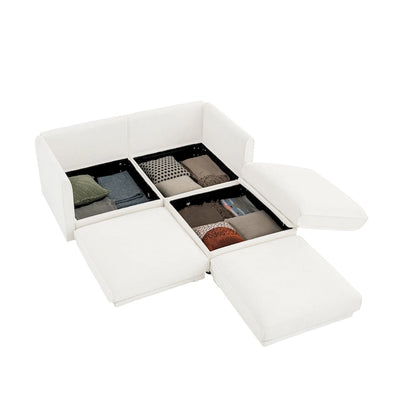 Canapé d'angle modulaire en chenille avec rangement