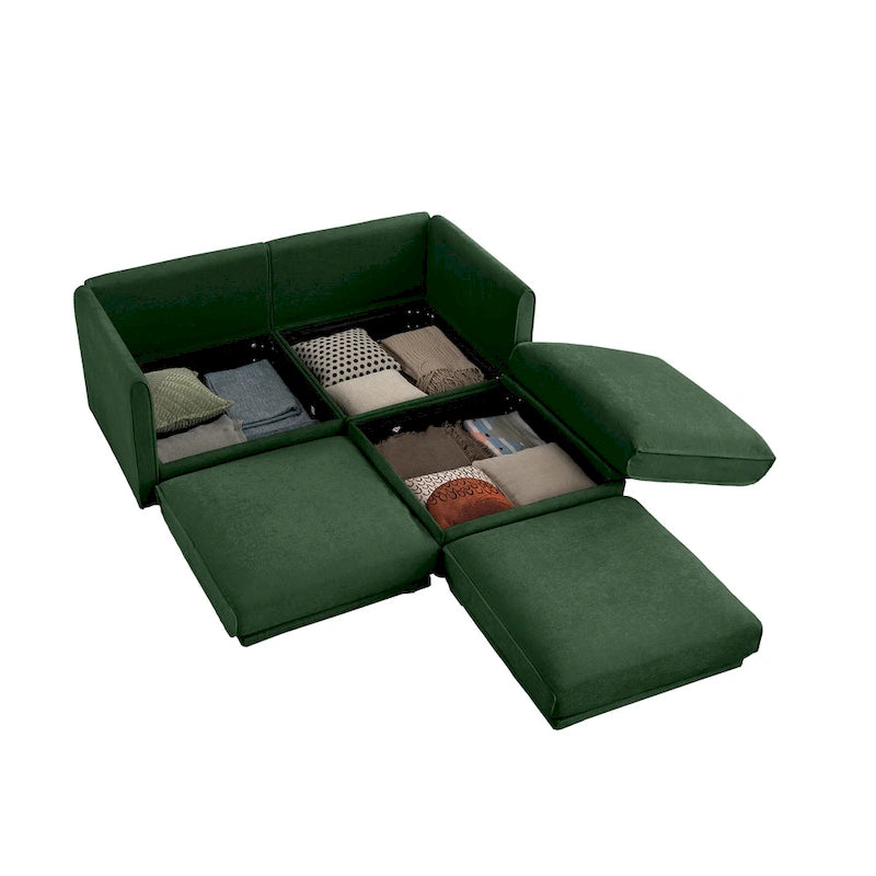 Canapé d'angle modulaire en chenille avec rangement