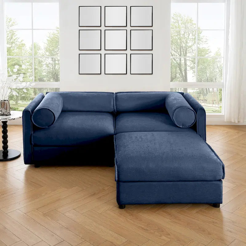 Canapé d'angle modulaire en chenille avec rangement