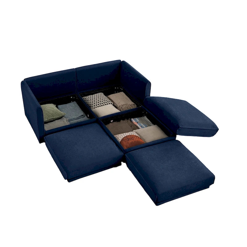 Canapé d'angle modulaire en chenille avec rangement