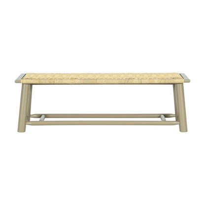 Banc de style campagnard moderne en rotin massif - 150 cm (59 pouces) - Utilisation intérieure et extérieure couverte - Finition noyer - Design multifonctionnel