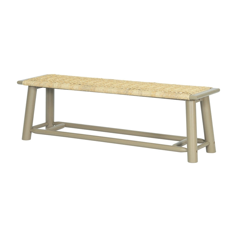 Banc de style campagnard moderne en rotin massif - 150 cm (59 pouces) - Utilisation intérieure et extérieure couverte - Finition noyer - Design multifonctionnel
